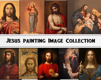 Imágenes de pintura de Jesucristo / Descarga digital / Uso comercial / Arte cristiano