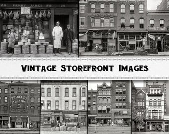 Vintage Storefront Street Scene Photograph Collection / Digital Download / Commercial Use / Vintage Clipart Printable