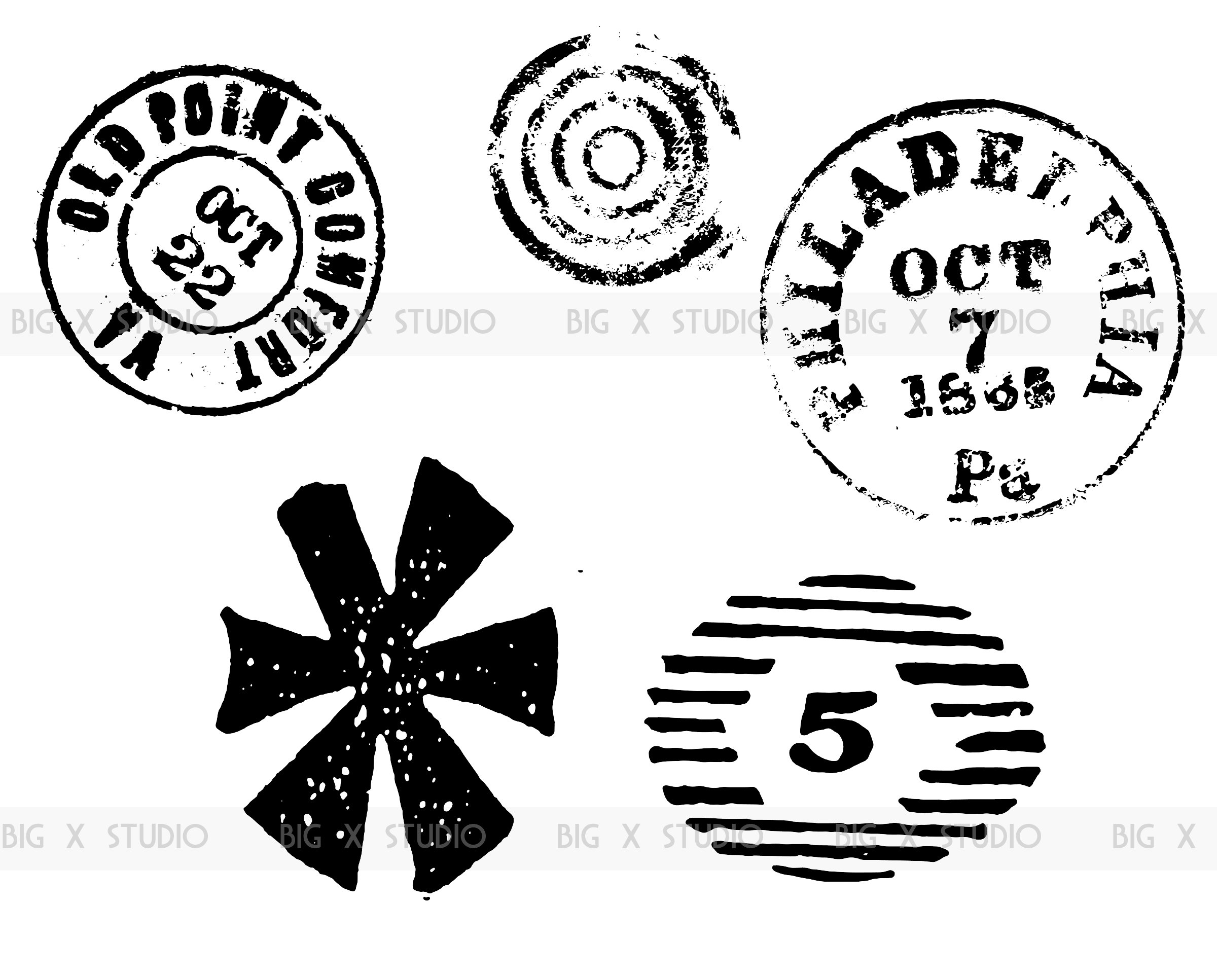 Vintage Distressed Postmark SVG Images / Digital Download / Commercial ...
