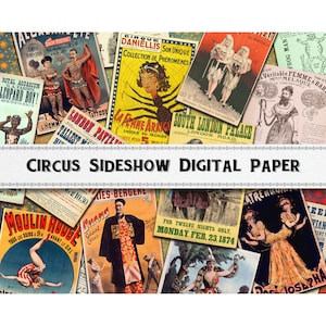Circus Sideshow Digital Paper Backgrounds / Scrapbook Wallpapers / Commercial Use Included