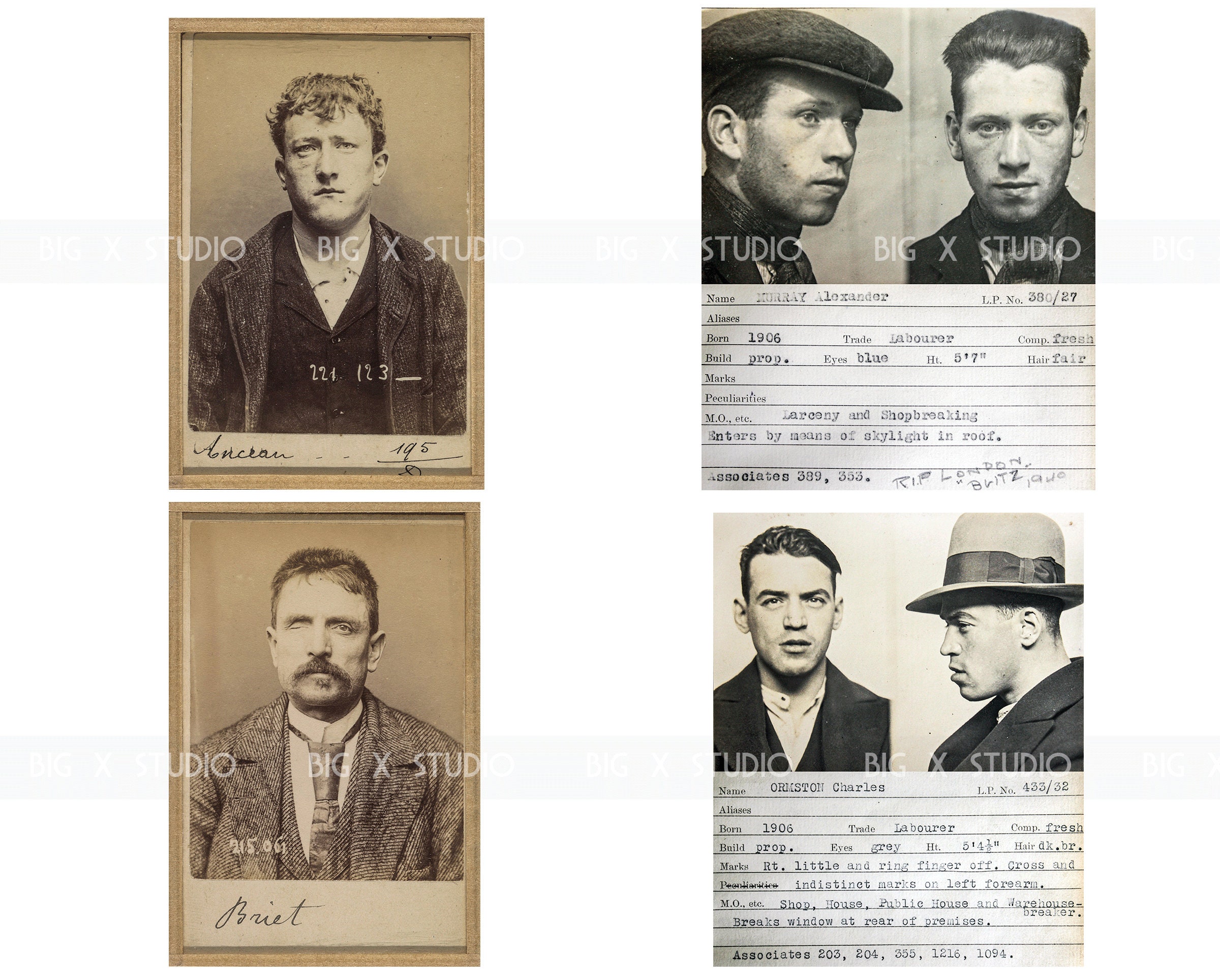 Vintage Mugshot Crime Book 50 Criminal Record Jpgs 