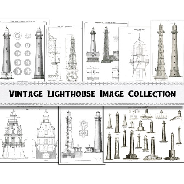 Lighthouse Images / Digital Download / Commercial Use / Vintage Clipart