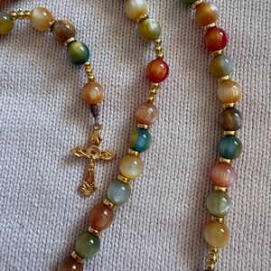 Handmade Rosary | Warm Earth-Tone Beads with Gold Accents | Catholic Gift image 2