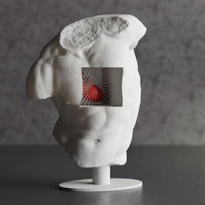 Classical Torso Sculpture with Anatomical Heart – Modern Symbolic Art Decor