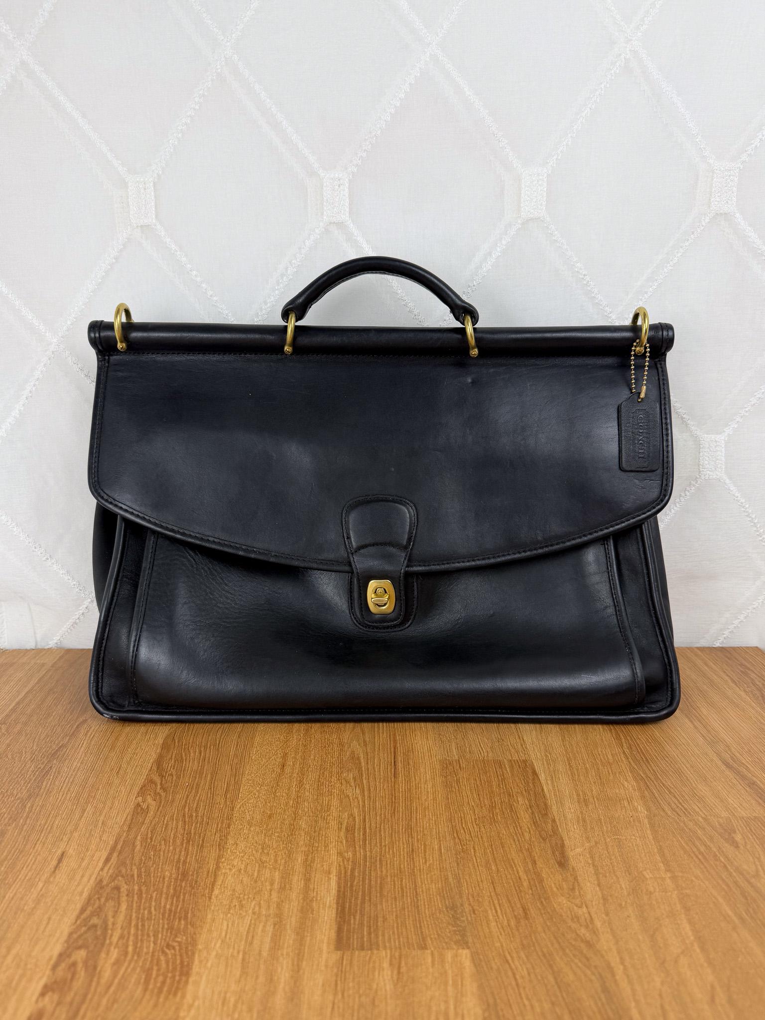 バッグ COACH 5266 Leather Satchel Shoulder Bag Coach G7C- 5266 Vintage Beekman Black Briefcase/Laptop Bag W