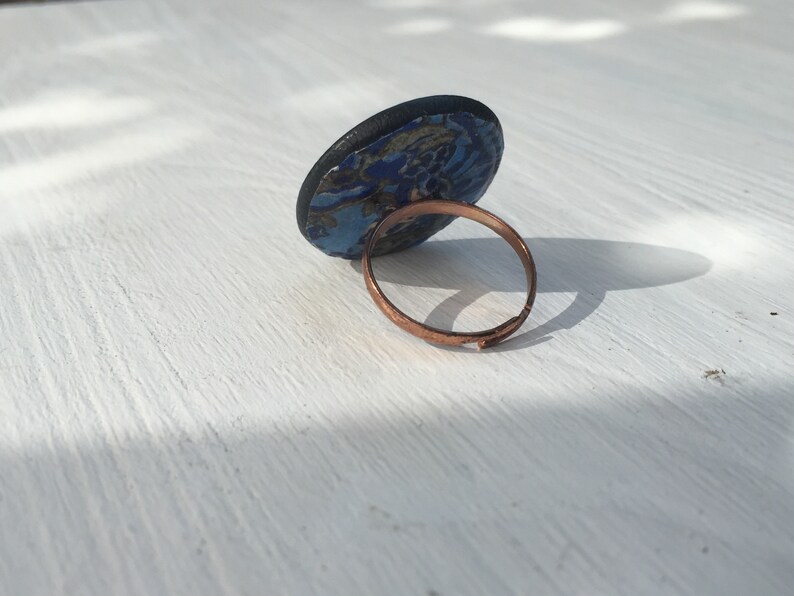 Ring slim minimal slowfashion vintage cocktail Ring Boh\u00e9me ethical-jewelry art-nouveau art and craft schwarz rotgold Leder