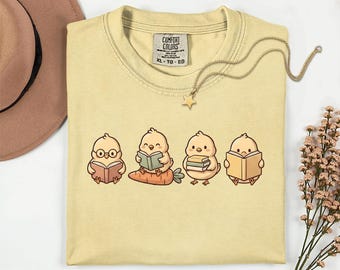 Cute Chick Reading Shirt, Easter Book Lover Tee, Teacher Shirt, Spring Chick T-Shirt, Librarian Gift, Classroom Reading Shirt