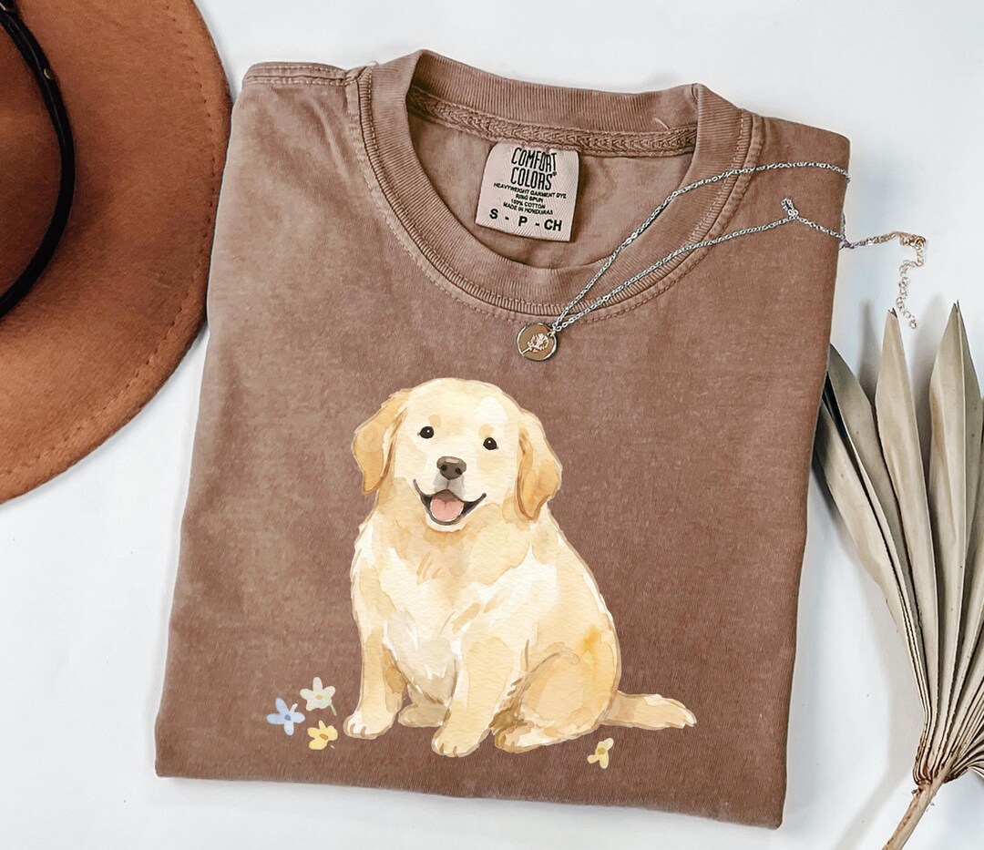 Cute Golden Retriever Shirt Watercolor Kawaii Dog Tee Funny Dog Mom ...