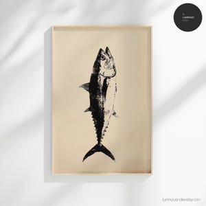 Tuna Gyotaku Print | Japanese Ink Fish Art | Coastal Wall Decor | Instant Download
