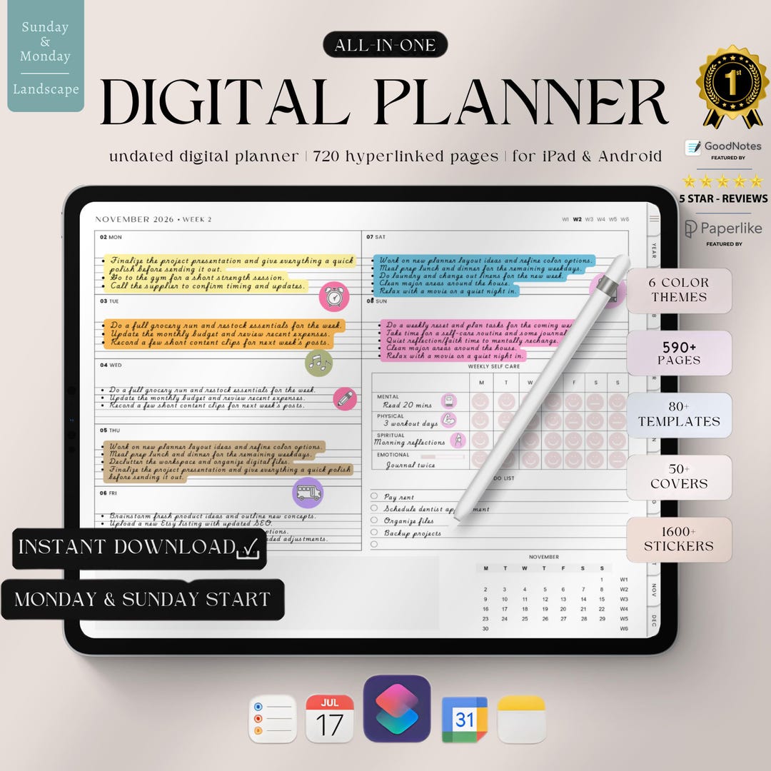 2026 Minimalist Digital Planner | Ipad, Goodnotes (PDF Download) - Etsy