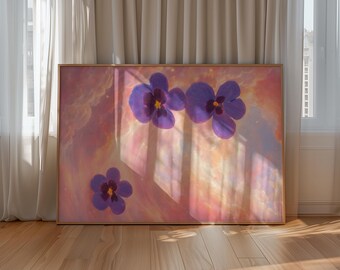Purple Floral Print, Ethereal Flower Wall Art (Digital Download)