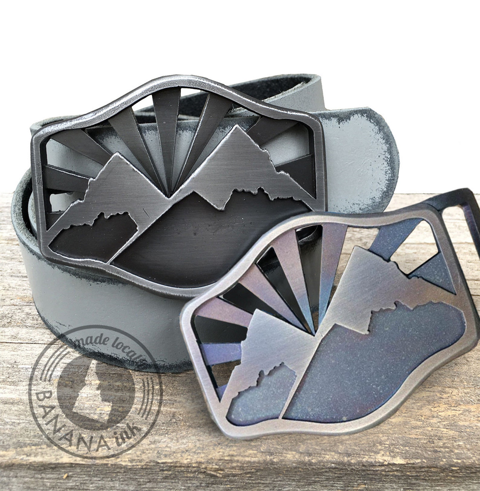 Idaho Mountain Belt Buckle BANANA ink Etsy