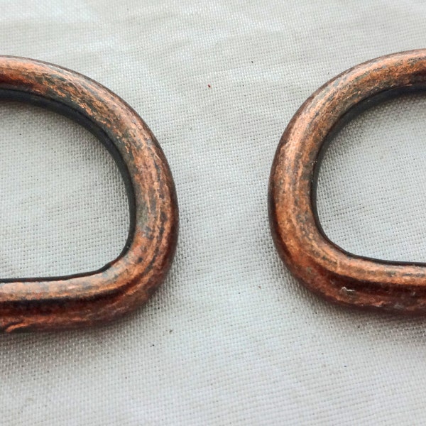 Pair of Antiqued Copper Dees Breast Collar Saddle Horse Tack Hardware