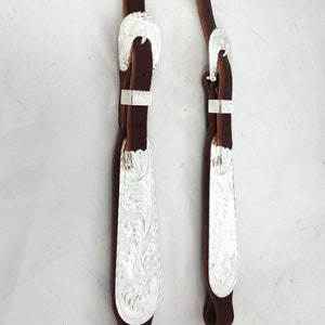 One Ear Fancy Silver Show Headstall Wide Buckles Rich Brown Leather Hansen Western Gear Horse Tack