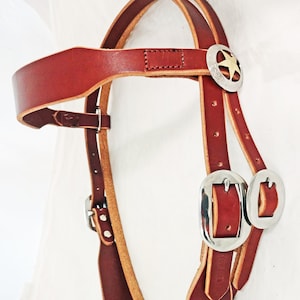 Breites Stirnband Brustriemen Kastanien Bridle Leder Stern Conchos Edelstahl Warenkorb Schnallen Pferd Westküste Tack