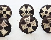 6 Piece Saddle Set Yosemite Brown Iron Sterling Silver Overlay Conchos Saddle Hansen Western Gear Horse Tack Wood Screws
