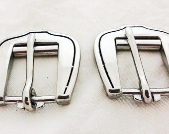 Visalia Jeremiah Watt Heel Buckles Smooth Grooved Horse Tack Stainless Steel Pr