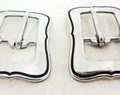 New Pair Jeremiah Watt Visalia Center Bar Buckles Smooth Grooved Stainless Steel Western Horse Tack Hardware Headstall Spur Straps Belts