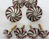 8 Piece Saddle Set Denton PInk Crystal Brown Iron Sterling Silver Overlay Conchos Saddle Hansen Western Gear Horse Tack Wood Screws