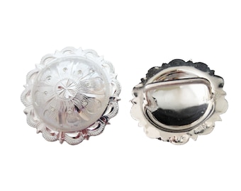 New Pair Hansen Bridle Loop Back Conchos Silver Plate Kansas Western Horse Tack Hardware