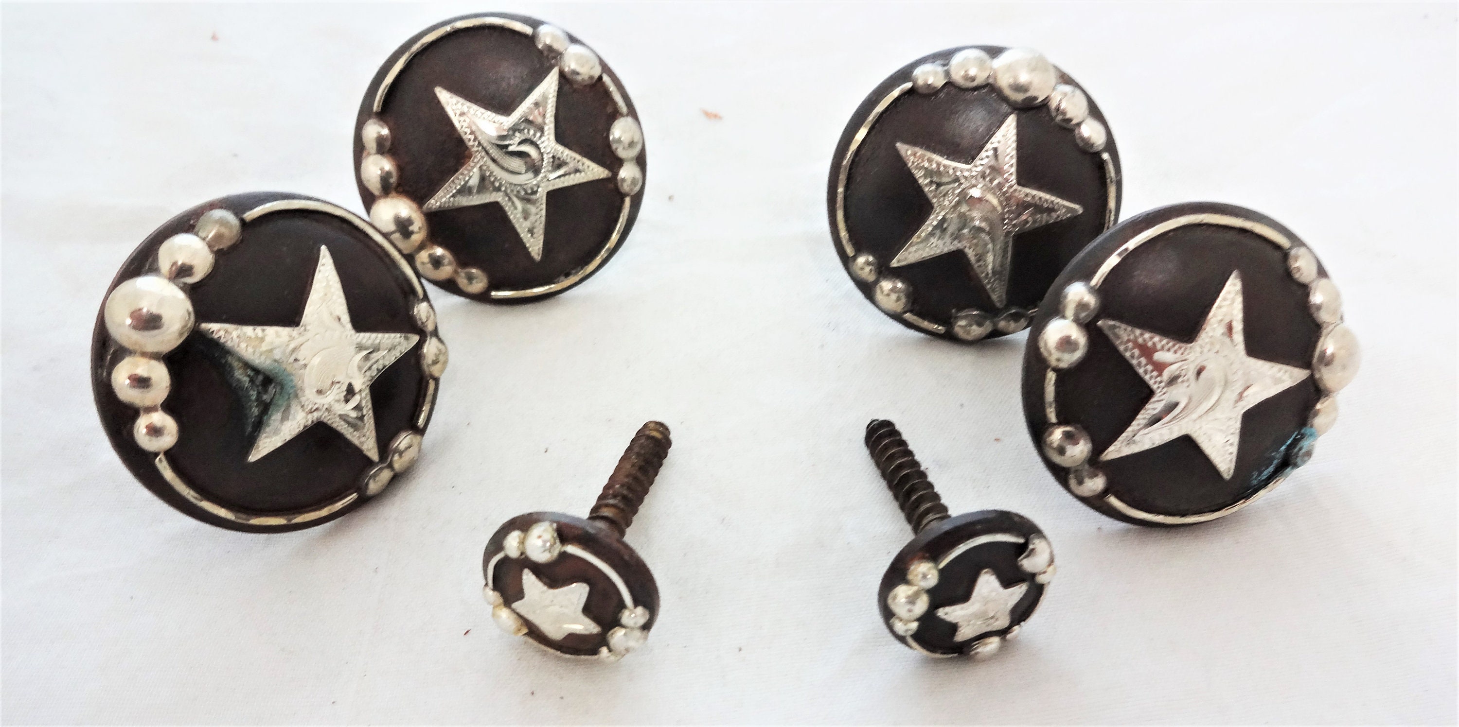 Ensemble Selle 6 Pièces Hansen Conchos - Fleur Sierra Plaque Argent - Vis à Bois - Neuf