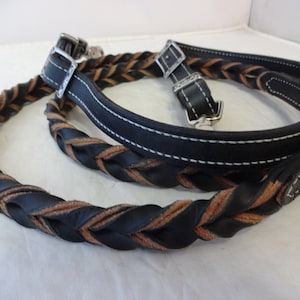 West Coast Tack Reins Heavy Hermann Oak Black Harness Leather Rope Barrel Reins Blood Twist Western Horse USA