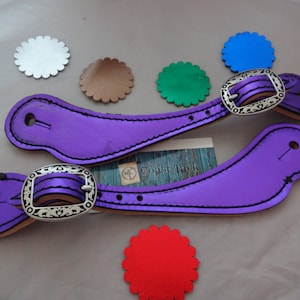 West Coast Tack Metallic Leather Western Spur Straps Jeremiah Watt Buckles Pair New Horse Tack Boots