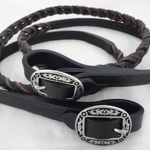 West Coast Tack Reins Heavy Hermann Oak Schwarz Harness Leder Barrel Twist Blut Twist Westernpferd USA Jeremiah Watt Buckles