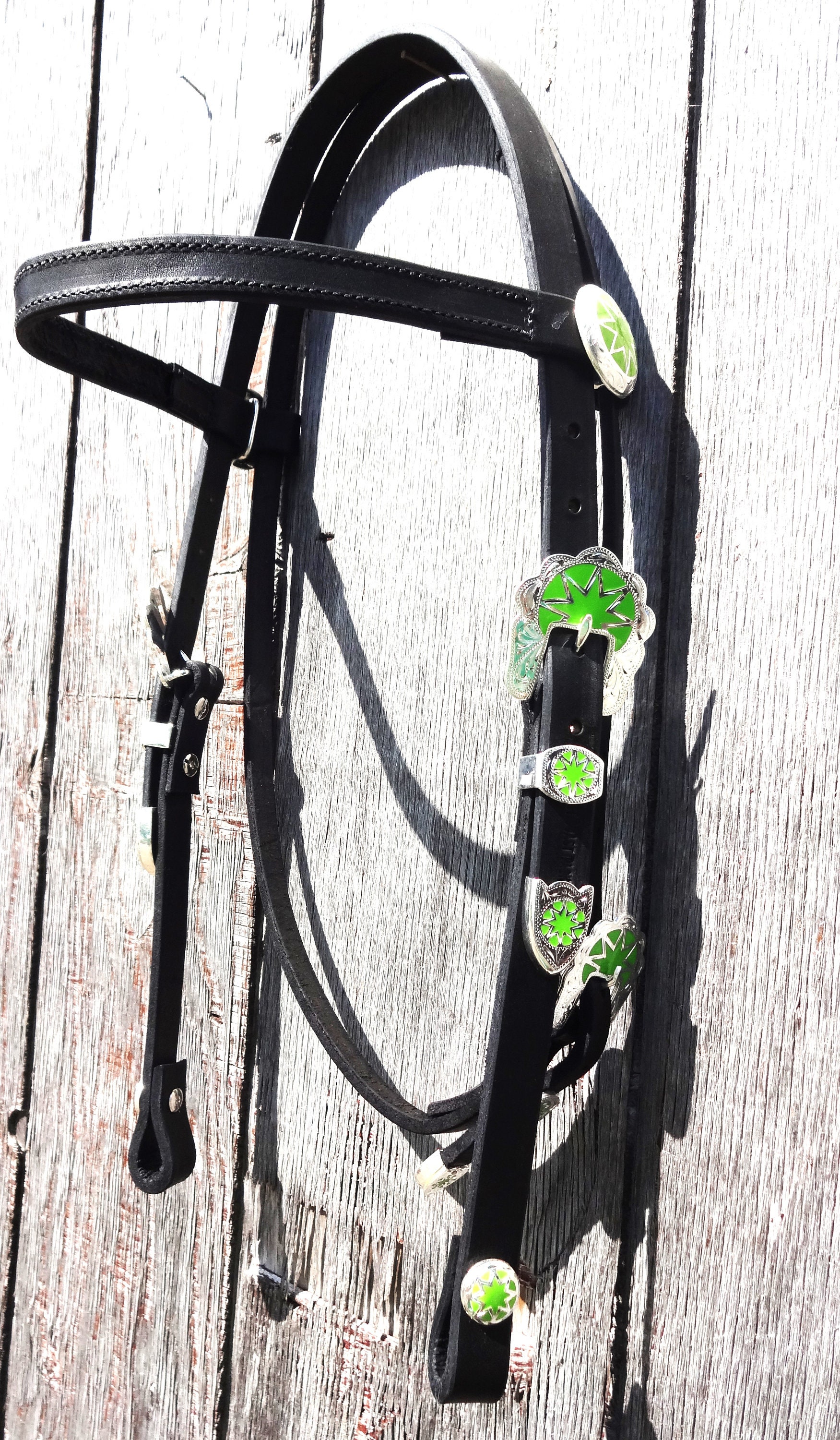 Harnais Cuir Hermann Oak Pour Cheval - Bride à Bandeau Changement Rapide FS Tack - Fabriqué Aux États-Unis
