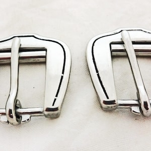 New Pair Jeremiah Watt Tab Buckles Smooth Grooved Stainless Steel Western Horse Tack Hardware