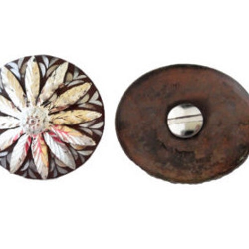 New Par Hansen Western Gear Chcago Screw Back Conchos Serra Flower