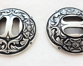 New Pair Jeremiah Watt West Slot Slotted Antiqued White Bronze Conchos Horse Headstall Western Hardware Buckaroo Chaps Belts