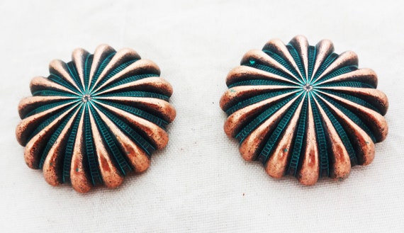 WESTERN HORSE HEADSTALL SADDLE TACK COPPER ENGRAVED ROPE EDGE CONCHOS 1 inch