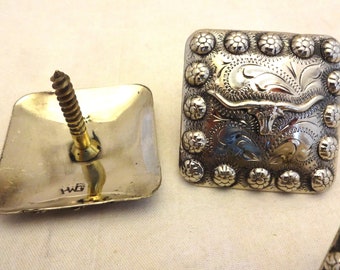 Jeu De 6 Vis à Bois Conchos Argentées Hansen Western Gear - Style Western Pour Sellerie