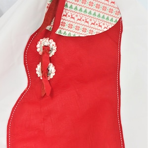 Christmas Stocking Lil Buckaroo Rodeo Chap Western Rodeo Red Concho Door Decor Gift Bag Cowboy Cowgirl