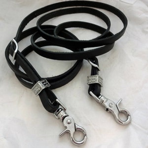 Black Latigo Leather Roping Barrel Rein 1/2&quot; x 8&#39; Jeremiah Watt Stainless Steel Hardware Horse Tack