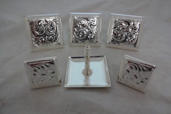 Lot De 6 Vis Conchos Hansen Western Gear – Plaqué Argent – Pour Selle – Neuf