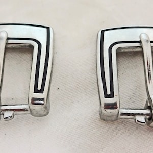 New Pair Jeremiah Watt Square Neat Heel Buckles Smooth Grooved Stainless Steel Western Horse Tack Hardware Headstall Spur Straps Belts