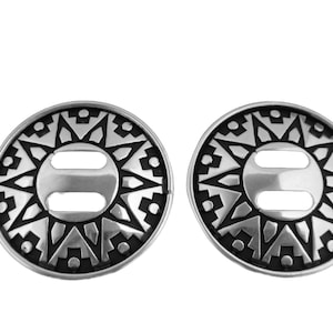 New Pair Jeremiah Watt Southwest Slotted Conchos Western Hardware Horse Headstall Buckaroo Biker