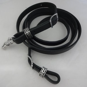 Schwarzer Latigo Leder Roping Barrel Rein 8 &#39;Jeremiah Watt Hardware Pferd Tack Hinterreiten