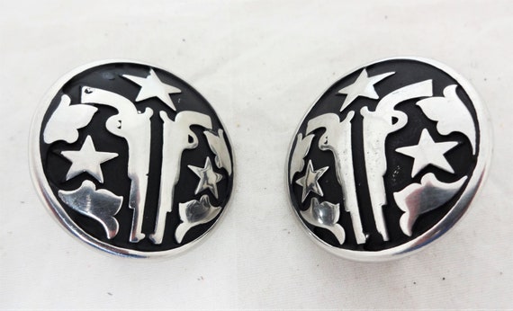 Set Jeremiah Watt Pistol Packing Conchos Guns Screw Back 1 1//2/" Spotted Rosettes