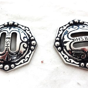Antique Silver Zinc Jeremiah Watt Slotted Conchos Coin Edge Western Horse Tack Hardware Headstalls HSBT Saddle Strings Pair