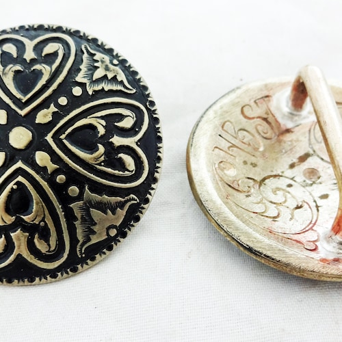 Paire De Conchos Jeremiah Watt - Old Time Style - Boucle De Bride 1 1/2" - Inox Pour Cheval