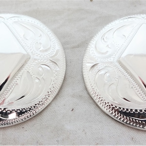 Nuevo par de Conchos de diamante pulido Hansen Western Gear Chicago, placa de plata Retro, herrajes para tachuelas de caballo