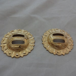 New Pair Engraved Brass El Paso Pico Hansen Western Gear Slotted Saddle String Conchos Horse Tack Hardware