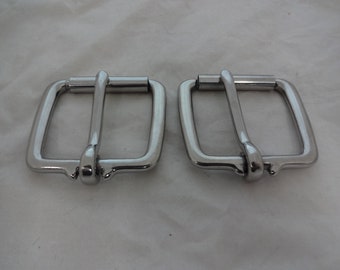 Pair 1 3/4" Roller Flank Cinch Buckles Stainless Steel #995 Western Horse Tack Hardware
