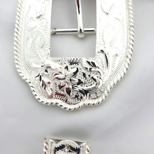 Rope Edge 2 Stück Schnalle Set graviert Sterling Silber Platte Pferd Tack Hardware Gürtel Hansen Western Gear Headstall New 3/4 Inch