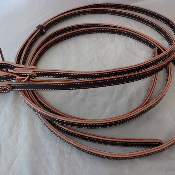 West Coast Tack Extra Heavy Split Reins Doubled N Stitched Hermann Oak Latigo Leather Western Horse Tack USA Handmade Water Ties