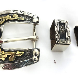 3-teiliger Hansen Schnallen-Set halter Schlaufe & Spitze Antiqued California Flower Bubble Sterling Silberplatte Western Pferd Tack Hardware Gürtel