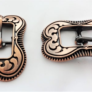 New Pair Jeremiah Watt Copper Center Bar Buckles  Western Horse Coin Edge Tack Hardware Headstall Spur Straps Chaps